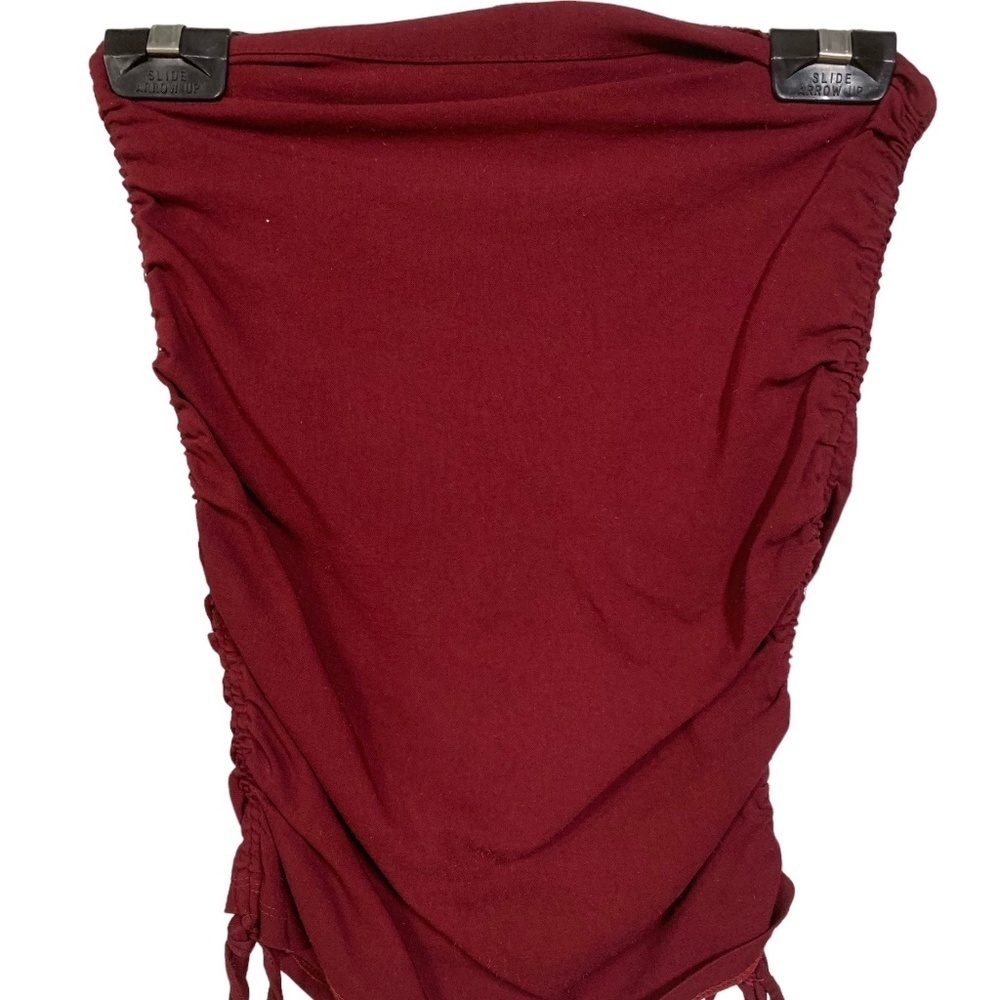 Girl's Red Strapless Shirt With Tie Sides